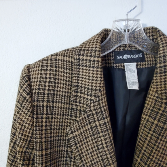 L size 14 Plaid Black Taupe Jacket Blazer - Picture 3 of 6